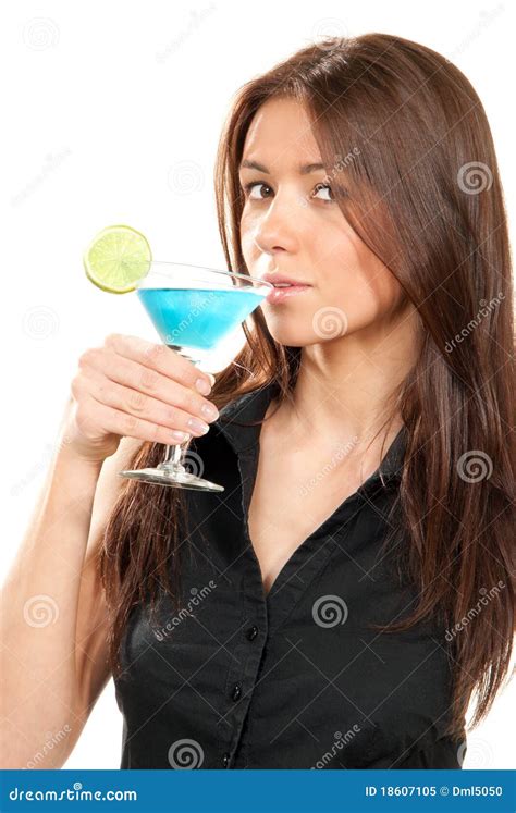 Woman Drinking Martini Cocktail Stock Image Image Of Holding Drink