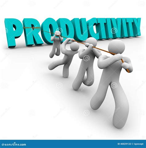 Productivity Word Pulled Lifted Workers Improve Increase Output Stock