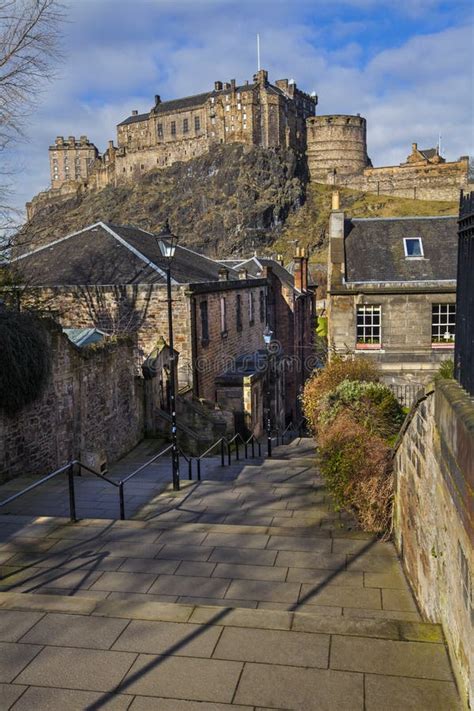 Edinburgh Castle View From Vennel Stock Image Image Of Iconic