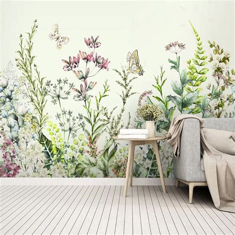 Custom Wallpaper Mural Nordic Style Pastoral Leaf Bvm Home