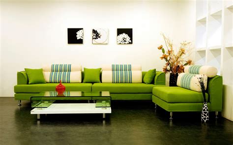 Green Sofa In Living Room Wallpapers And Images Wallpapers Pictures