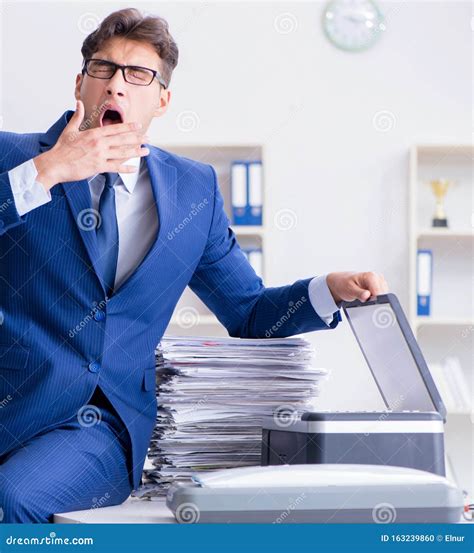 Businessman Making Copies In Copying Machine Stock Photo Image Of