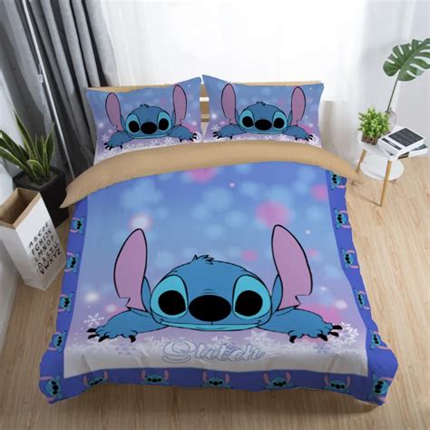 Disney Stitch Bedding Sets Queen King Size Cartoon Quilt Cover Pillowcase Duvet Cover Set For