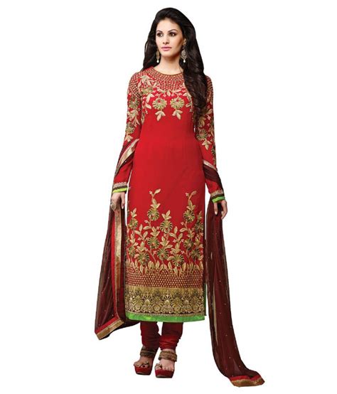 Aarti Saree Red Georgette Pakistani Suits Semi Stitched Dress Material Buy Aarti Saree Red