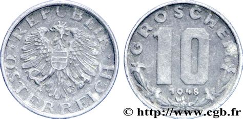 Austria 10 Groschen Aigle 1948 Fwo200420 World Coins