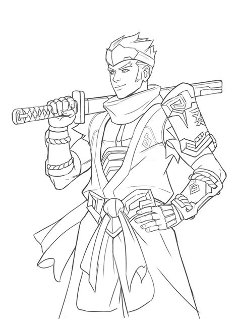 Overwatch Genji Coloring Pages Sketch Coloring Page
