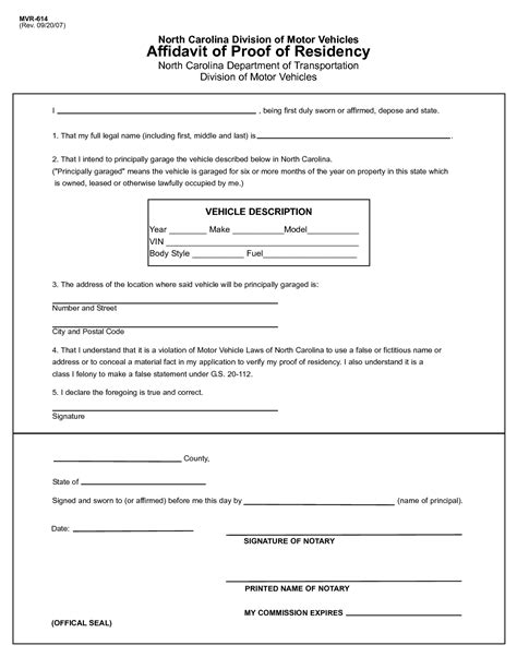 Affidavit Of Residency For Prince William School Fillable Form