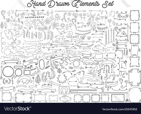 Hand Drawn Elements Set Royalty Free Vector Image