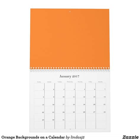 An Orange Calendar Is Displayed On A White Background