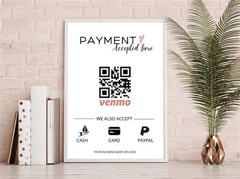 Accepted Payments Sign Scan To Pay Custom Qr Code Framed Etsy