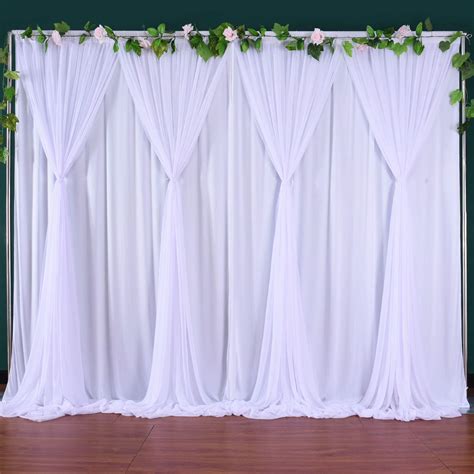 Buy White Tulle Backdrop Curtain For Wedding Reception 10 Ft X 7 Ft
