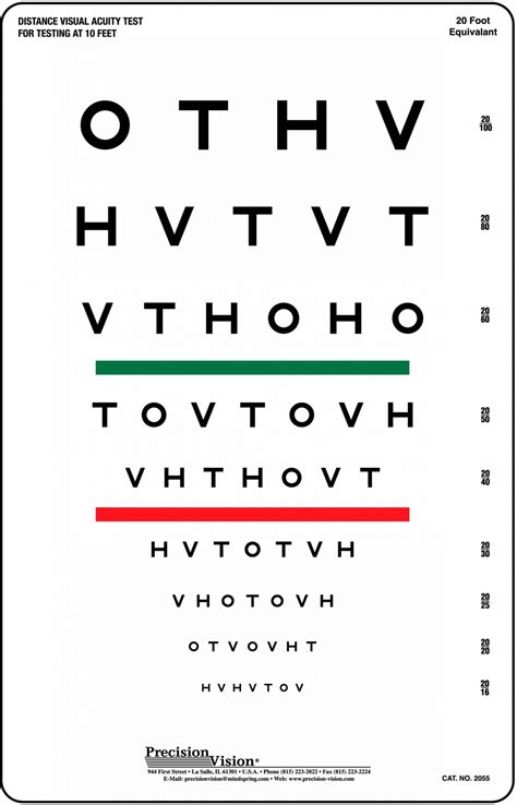 HOTV Red Green Bar Vision Test Chart Precision Vision