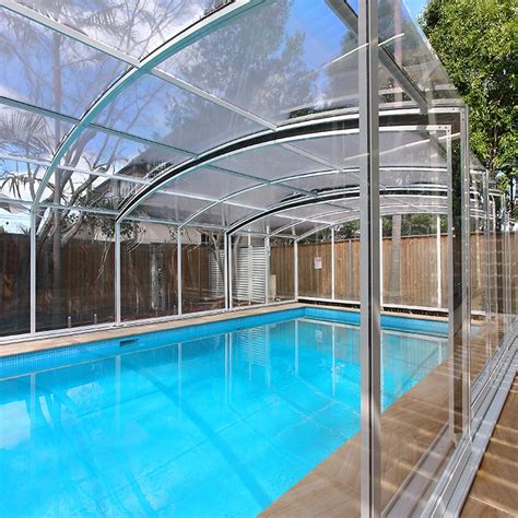 excelite outdoor above ground polycarbonate swimming pool retractable cover roof retractable