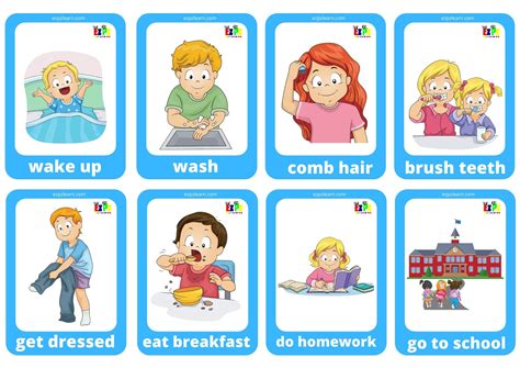 Daily Routine Game Cards Mini Flashcards Ezpzlearn Com