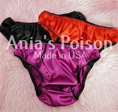 Anias Poison Full Solid Color Bikini Cut Soft Satin Lined Sissy Panties For Men Manties Sz S