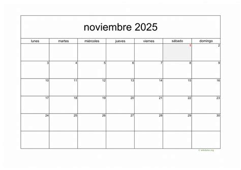 Calendario Noviembre 2025