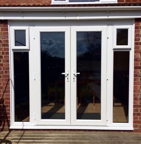 Wide French Doors With Side Panels Featuring Opening Windows French