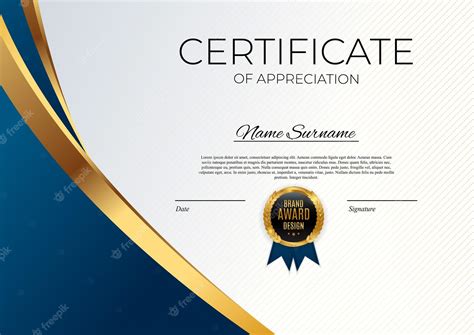 Plantilla De Certificado De Logro Azul Y Dorado Vector Premium