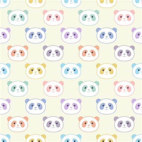 Panda Bonito Sem Costura Padrão Colorido Pandas Pastel Ilustração