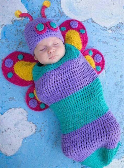 Crocheted Butterfly Cocoons Baby Cocoon Pattern Crochet Baby