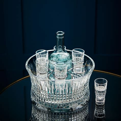 Waterford Lismore Diamond Vodka Set With 6 Shot Crystal Glasses And