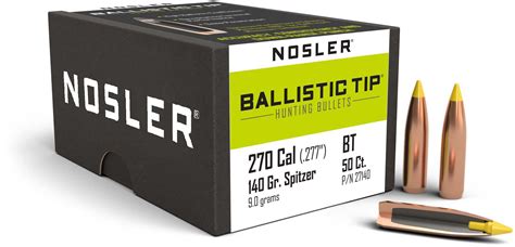 Nosler Ballistic Tip Hunting Rifle Bullet 270 Caliber 140gr Rimfire