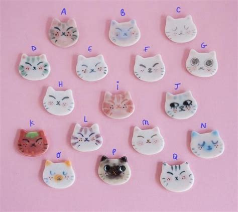 One Of A Kind Ceramic Cat Pins Kitten Brooch Animal Lover Jewelry