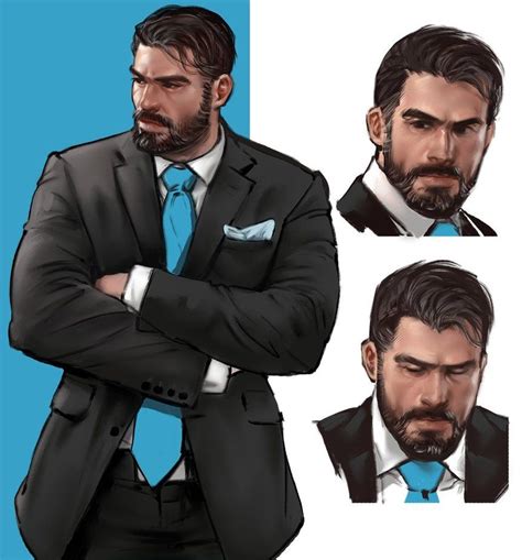 Suit Guy 1 By Yy6242 Character Design Male Anime Guys Beard Cartoon