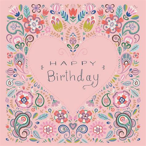 Happy Birthday Wiches Floral Paisley Heart Birthday Card  You Number