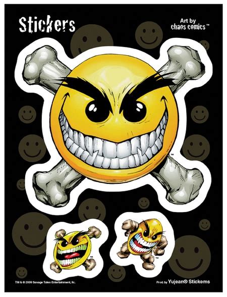 Smiley Skull Chaos Decal Sticker Set Of 3 1 Large 2 Small Made In Usa