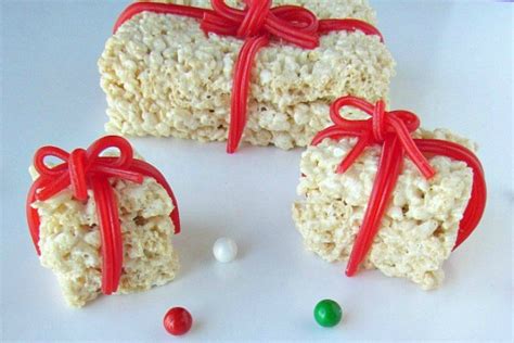 Christmas Rice Krispie Treats Styled As Presents