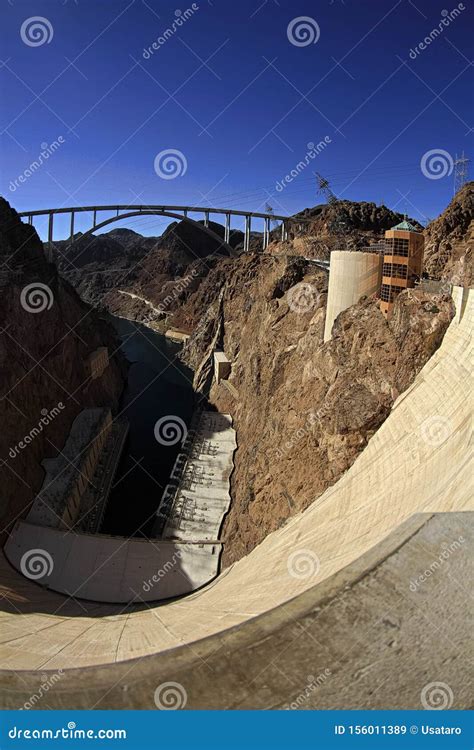 Panoramic View Of Hoover Dam And Bypass Bridge Stock Image Image Of