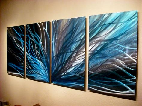 Radiance In Blues Abstract Metal Wall Art Contemporary