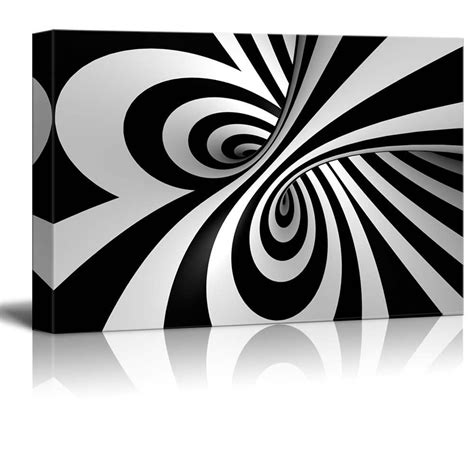 Canvas Prints Wall Art Abstract Black And White Spiral Modern Wall
