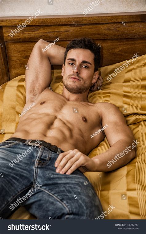 Shirtless Sexy Male Model Lying Alone 스톡 사진 1136212217 Shutterstock