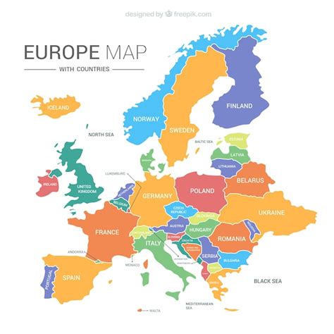 Europe Map With Countries Vector Free Download