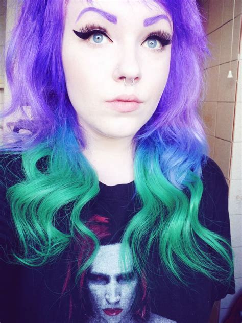 Purple To Green Ombre Hair Teal Ombre Hair Blue Purple Hair Dark