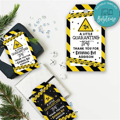 For many, this means spending birthdays in isolation, without family or friends to celebrate it with. Printable Drive Through Quarantine Birthday Favor Gift Tag ...
