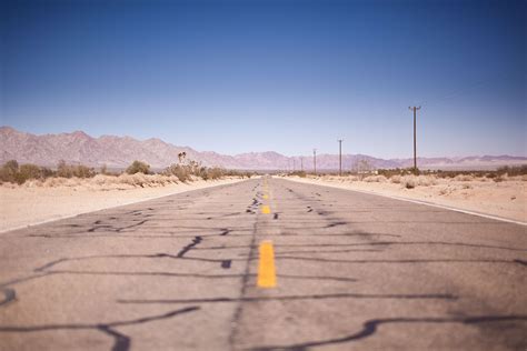 Asphalt Barren Desert Dry Highway Perspective Road Sand Travel