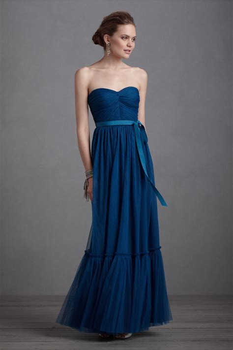 Blue bridesmaid & mother of the bride dresses. elegant navy blue bridesmaid dress long gown BHLDN ...