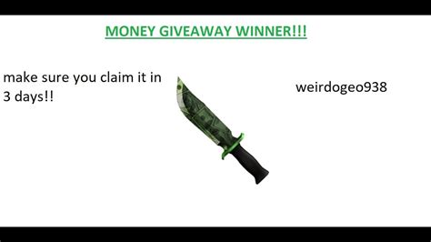 Money Giveaway Winner Roblox Assassin YouTube