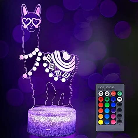 Jliup Llama 3d Illusion Night Light Alpaca Lamp 16 Color Changing