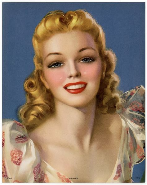 Vintage 1940s Good Girl Art Pin Up Print By Jules Erbit Adorable Blonde