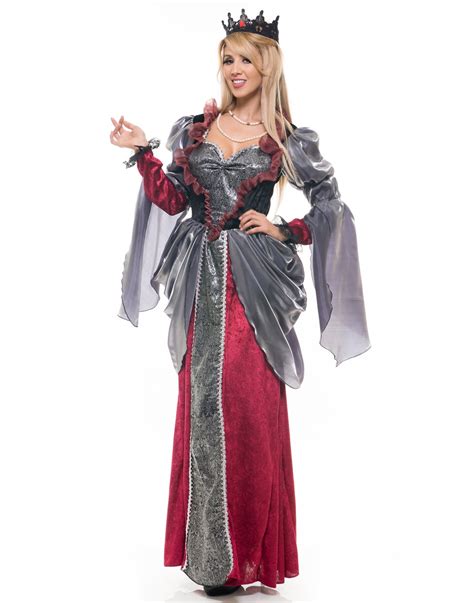Red Gray Medieval Renaissance Queen Princess Adult Womens Costume
