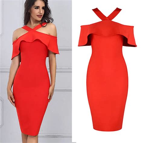 Strap Cold Shoulder Ruffle Summer Dress Women Sexy Split Bodycon Dress Elegant Party Dresses