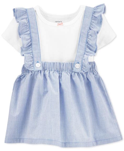 Carters Baby Girls 2 Pc Cotton Bodysuit And Skirtall Set Blue