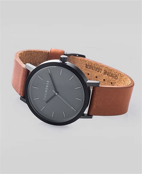 Matte Black Tan Leather Leather Watch Bands Vintage Watches For