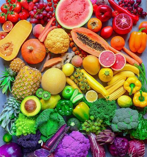 Rainbow Fruits And Vegetables Variety Of Fruits Fruit And Veg