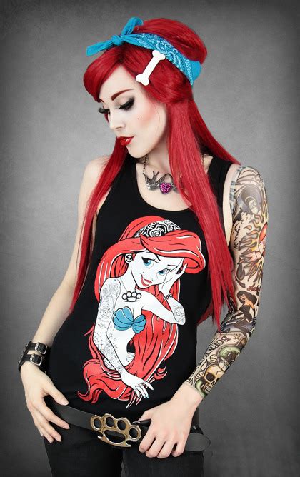 Restyle Rebel Tattooed Ariel The Little Mermaid Singlet Tank Top Gothic Punk Ebay