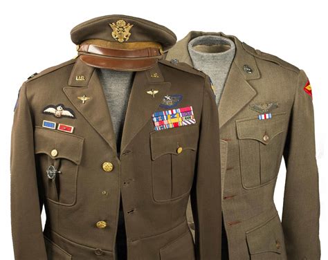 2 Us Pilots Uniforms 8th Air Force With Rare Raf 1942 Badge For Eagle